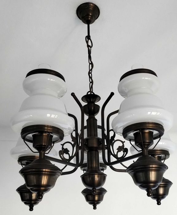 Candeeiro Tecto Metal Vidro Sala Quarto 5 Lustres