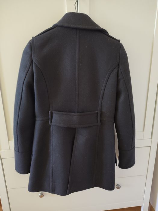 Płaszcz Zara XS militarny czarny dwurzędowy