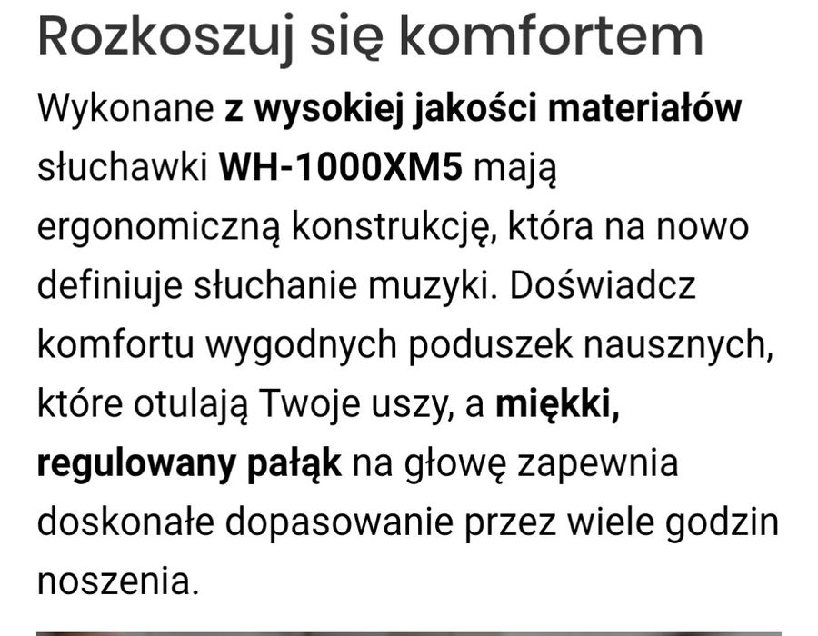 Słuchawki bezprzewodowe SONY WH1000XM5