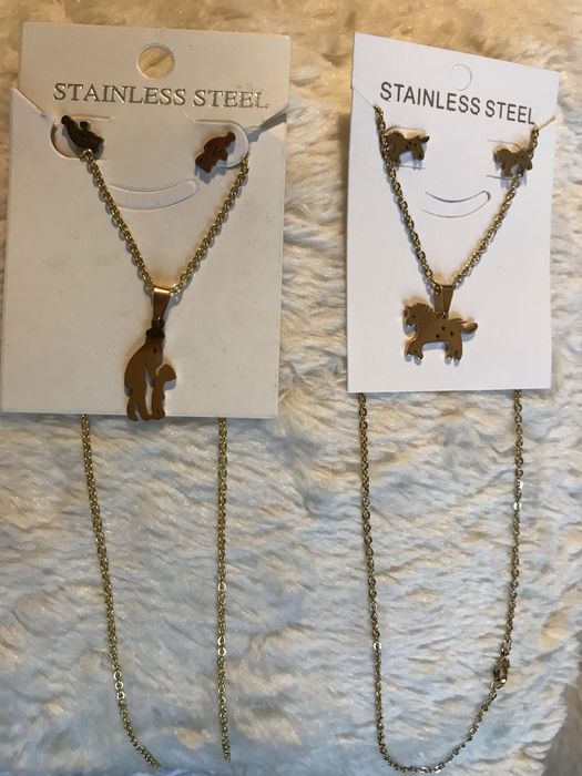 Colares e brincosNOVOS aço inoxidável-gatos,cão,N. Senhora,mãe filho/a