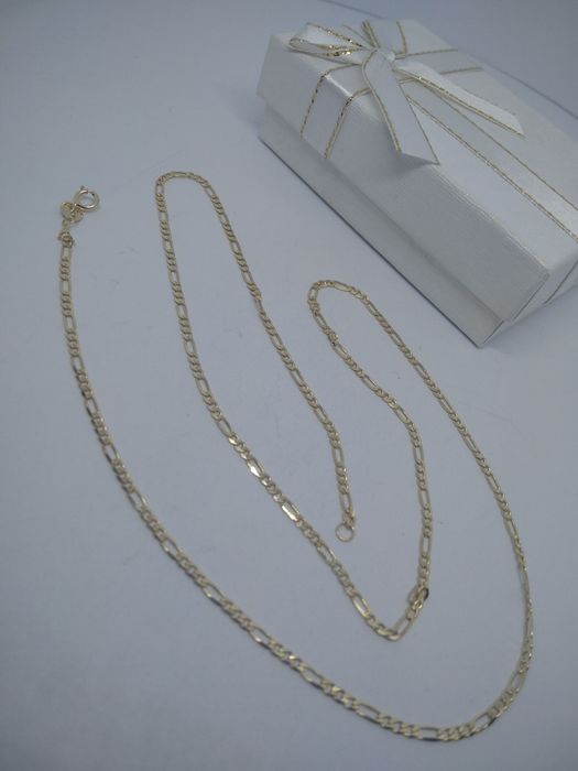 Złoty męski łańcuszek drobne Figaro złoto 585 długość 55 cm   386