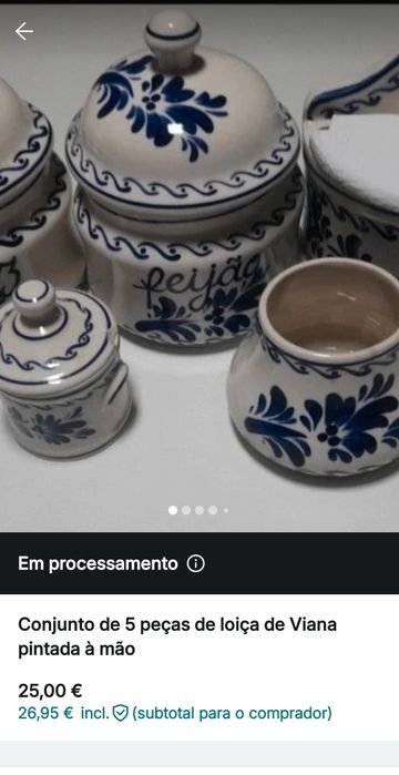 Conjunto de 5 peças de loiça de Viana