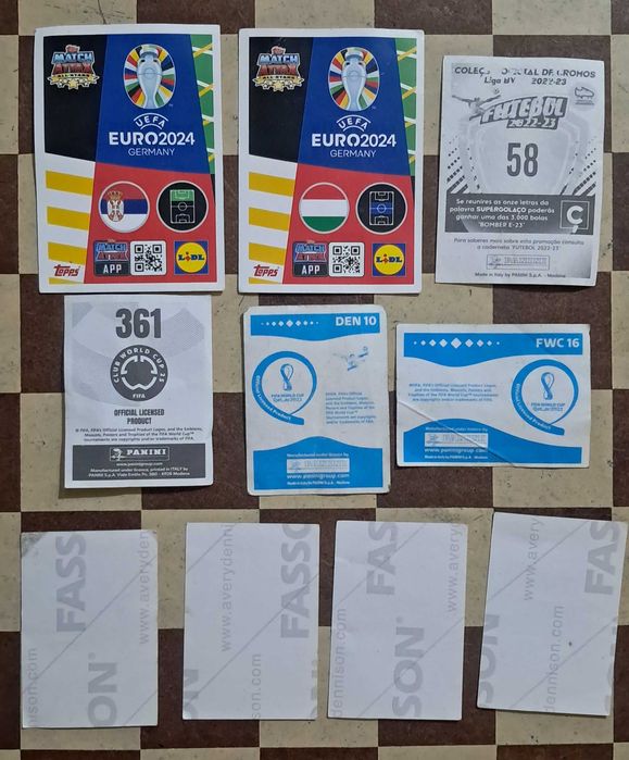 Conjunto lote cartas cromos futebol