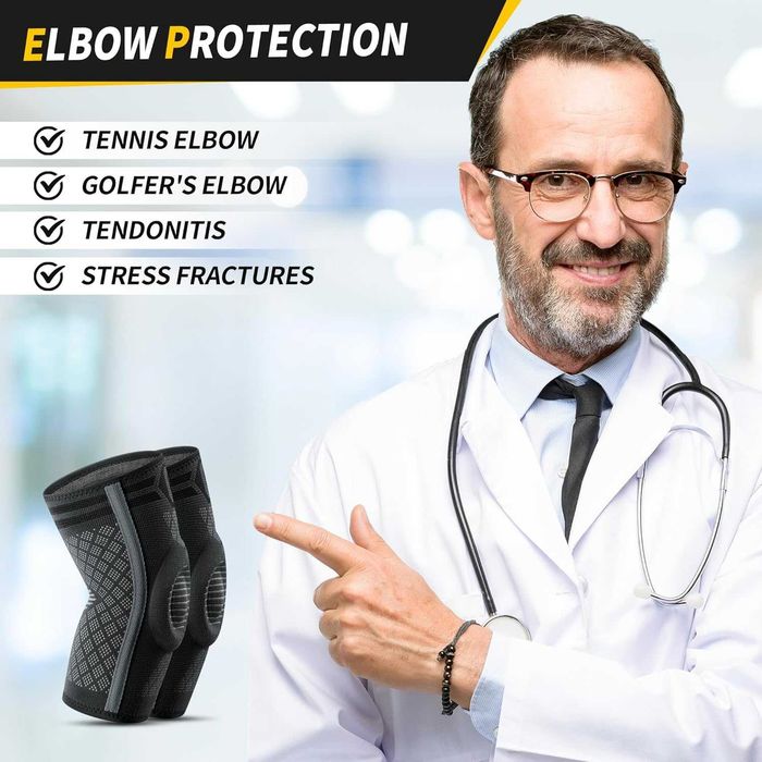 Zestaw 2 elastycznych stabilizatów na łokieć z żelową wkładką roz. S