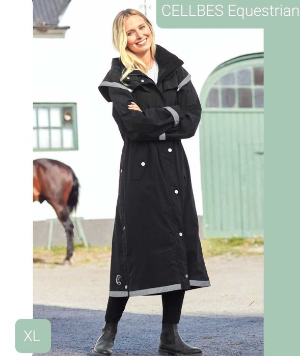XL płaszcz jeździecki przeciwdeszczowy mega szeroki dół elegancki