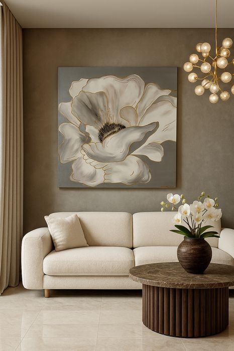 Картина Пион 60*60см. Акрил, текстура