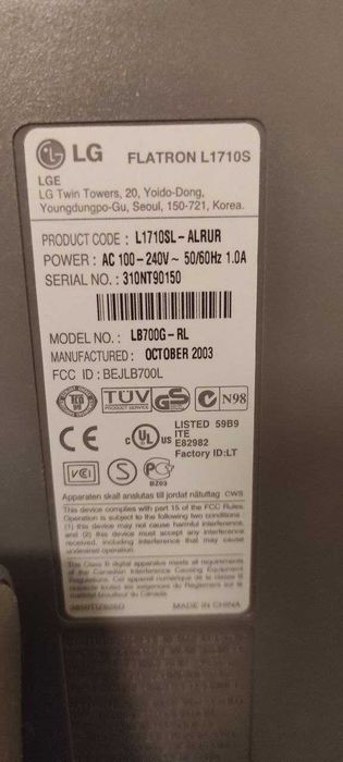 Monitor LG Flatron L1710S