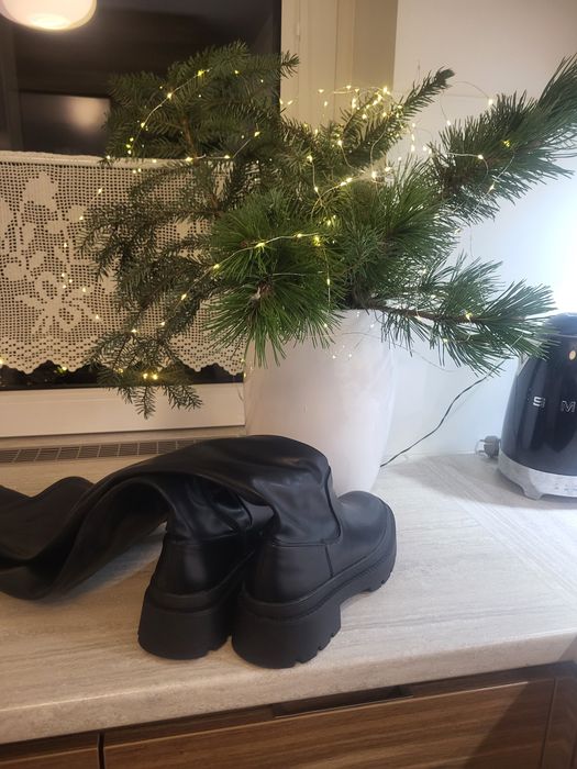 Kozaki długie Reserved skóra z eko skórą