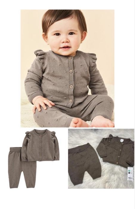 Дитячий вʼязаний набір комплект 68 розмір 3-6 місяців Carters