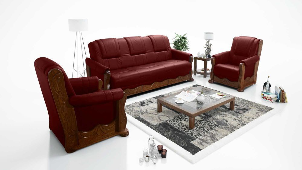 Zestaw ze skóry 311 stylowy KOMFORT skóra naturalna dąb PRODUCENT