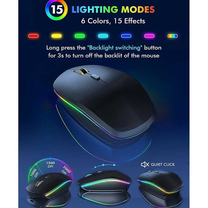 Teclado e rato wireless RGB  pc e mac, silenciosos portugues NOVO