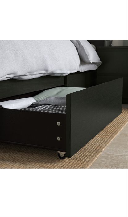 Cama MALM IKEA 140x200 com gavetas, estrado de ripas e colchão