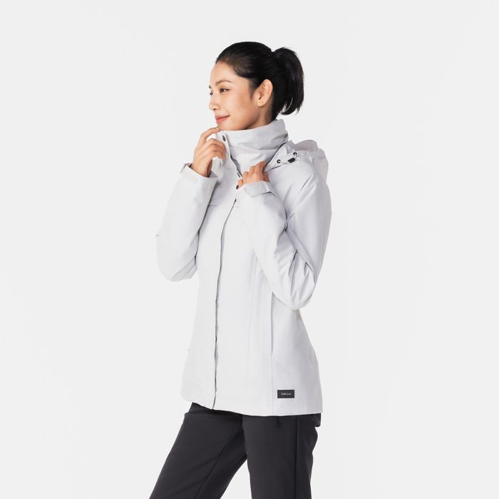 Casaco de caminhada 0°C quente mulher, NH100 3em1 cinzento