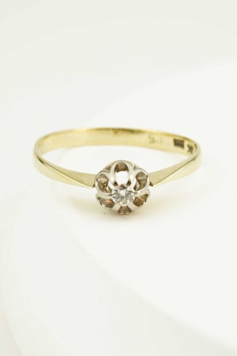 Złoty pierścionek z brylantem 14K 1.47g