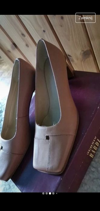 Nowe damskie czółenka Sergio Bardi eleganckie buty camel na słupku