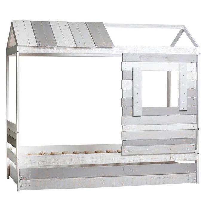 Cama cabana com gaveta e colchao criança molaflex
