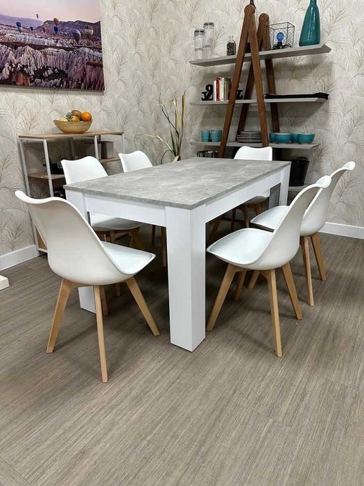 Mesa de jantar extensível com 6 cadeiras - entrega gratuita