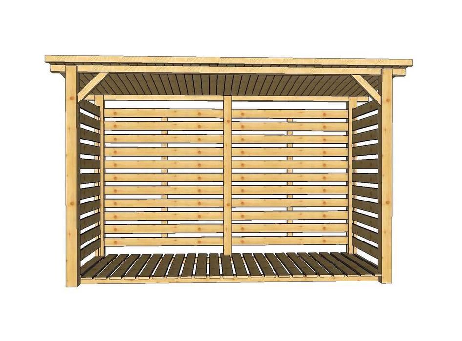 Drewutnia ogrodowa  3,14 x 1,1m, wiata na drewno  z dachem prostym