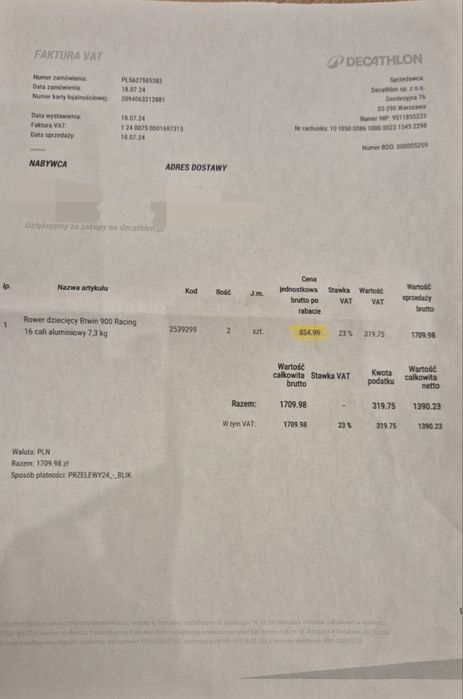 Rower dziecięcy B’twin 900 Alu Racing 16” super lekki 7,3 kg gwarancja