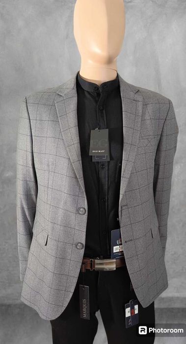 Marynarka męska Laid Back szara krata 52-62