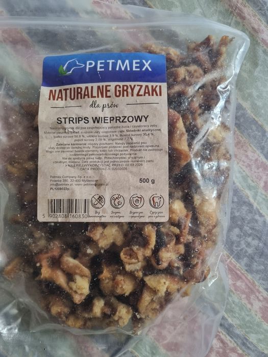 Gryzaki dla psa, uszy wieprzowe  cięte, 500g
