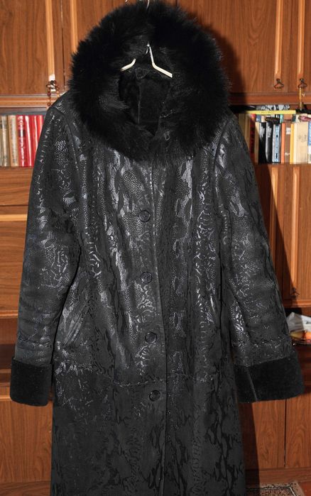 Дубленка-пальто с лазерным напылением, Турция