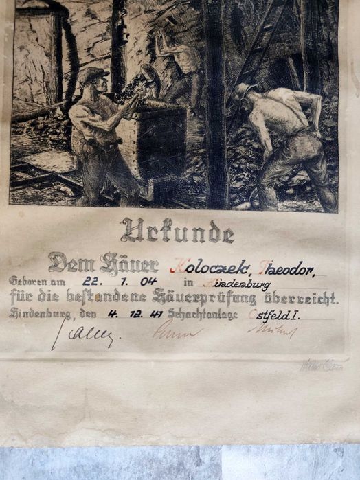Certyfikat Górniczy Häuerprüfung Hindenburg 1941