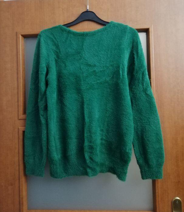 Pluszowy sweter zielony S