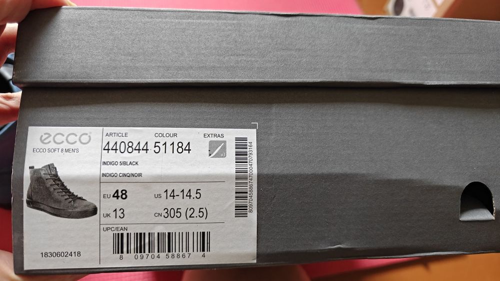 Нові шкіряні високі кеди/черевики ECCO Soft 8 (Оригінал), р. 48 (30.5–31 см)