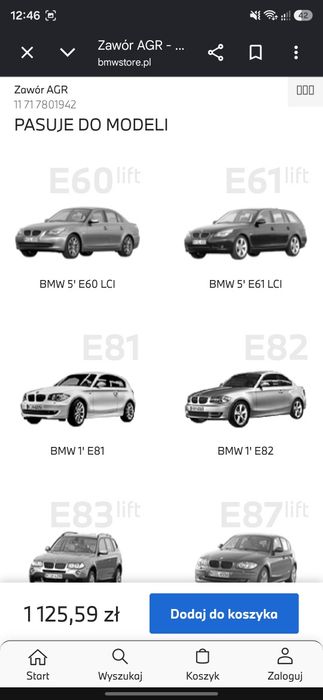 Zawór EGR AGR N47 2.0d BMW E60 E90 E87 X3 E83 E81