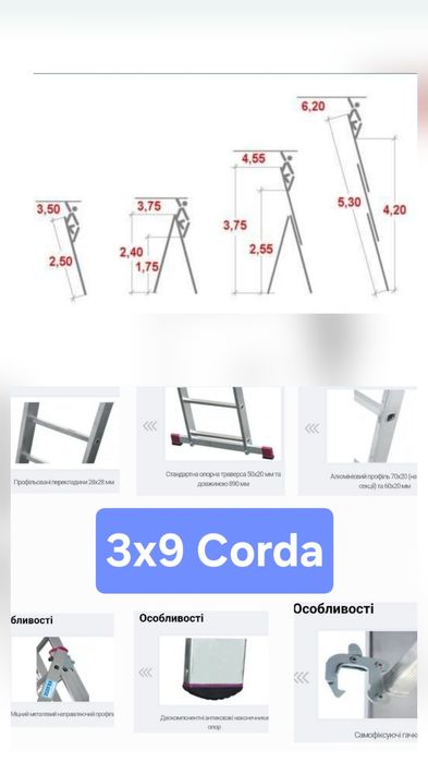 Крауз Трисекційна драбина KRAUSE Corda 3х9 сх.Virastar