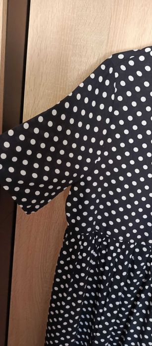 Sukienka 44/46 granatowa w groszki