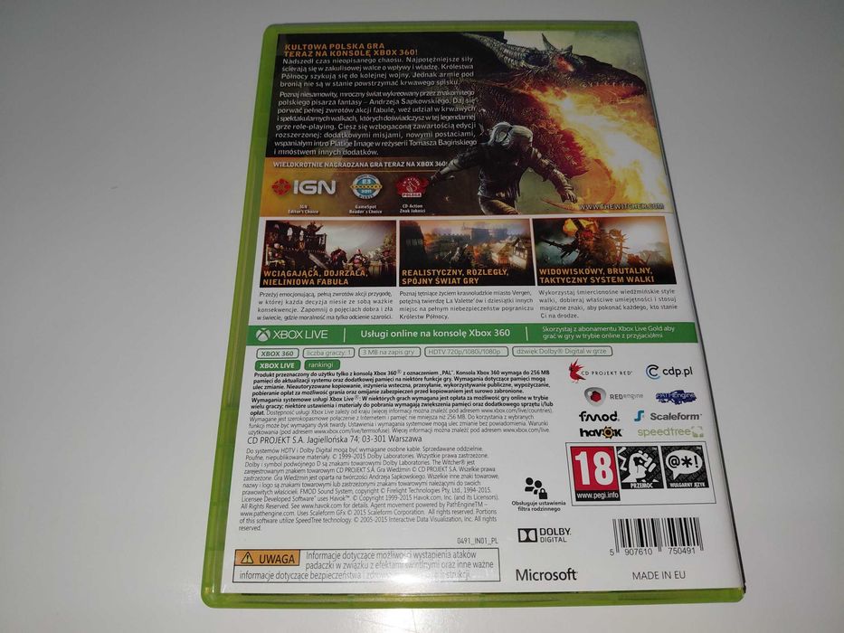 xbox one WIEDŹMIN 2 EDYCJA ROZSZERZONA PL po polsku Komplet v2 xbox360