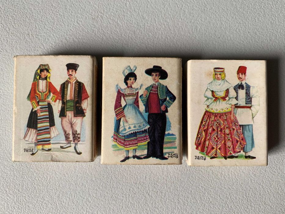 Conjunto de 3 Caixas de Fósforos Antigas - Trajes Típicos