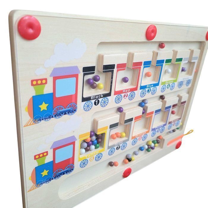 Nowa drewniana zabawka magnetyczna labirynt układanie kolorów #203