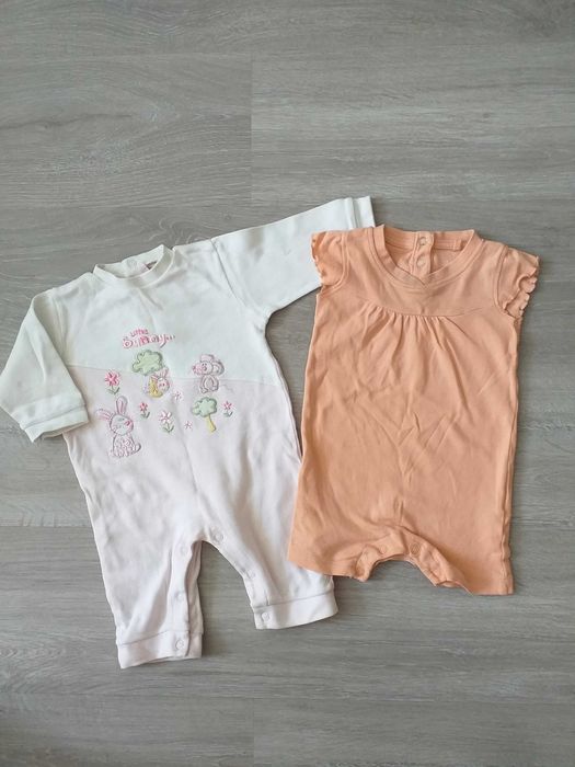 komplet 2pak rampersy bawełniane dziewczęce 68