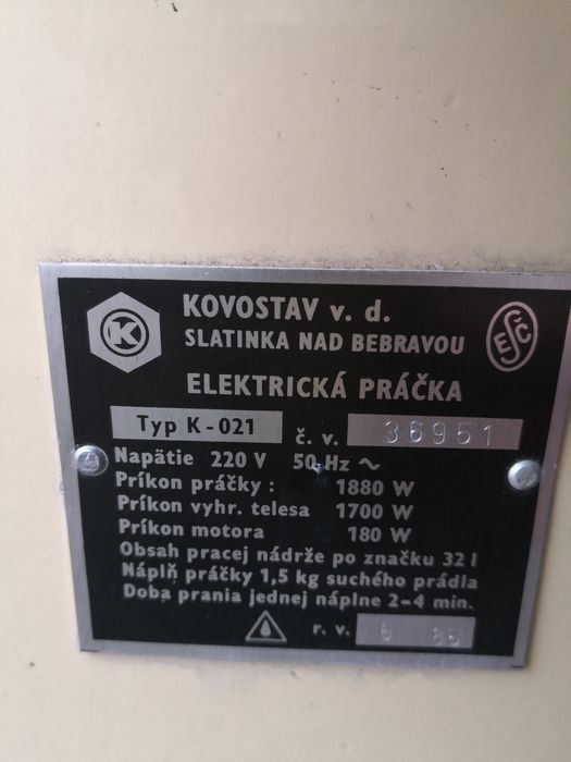 Czeska Pralka Slatinka K021