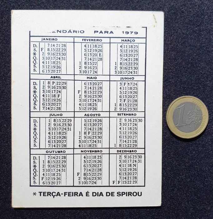 Antigos e Raros "CALENDÁRIOS SPIROU" ~ de Coleção ~ 1979 ~ #1