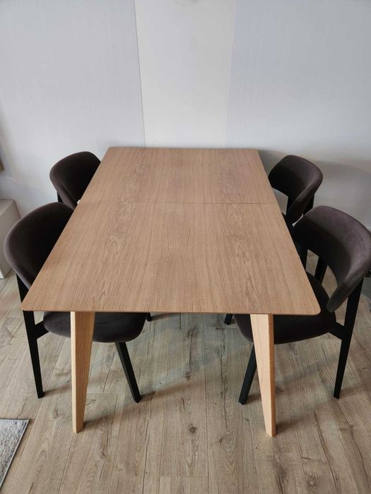 Stół rozkładany CARLOS 130x90 cm plus 2 wkładki po 40 cm, Dąb Bielony