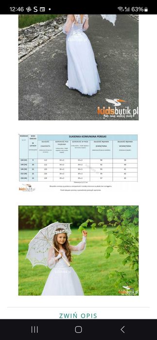 Sukienka okolicznosciowa/komunijna dla dziewczynki