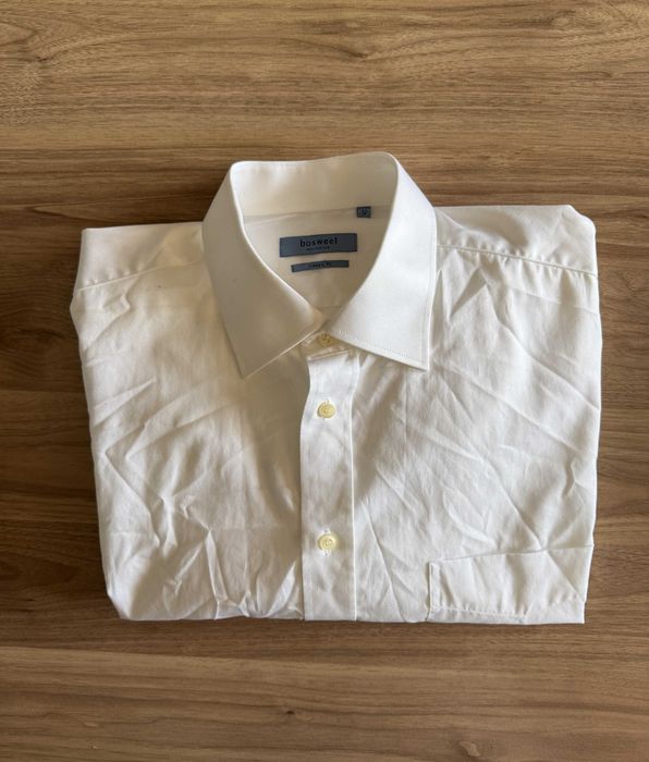 Elegancka biała koszula z długim rękawem XXL (45) bawełniana