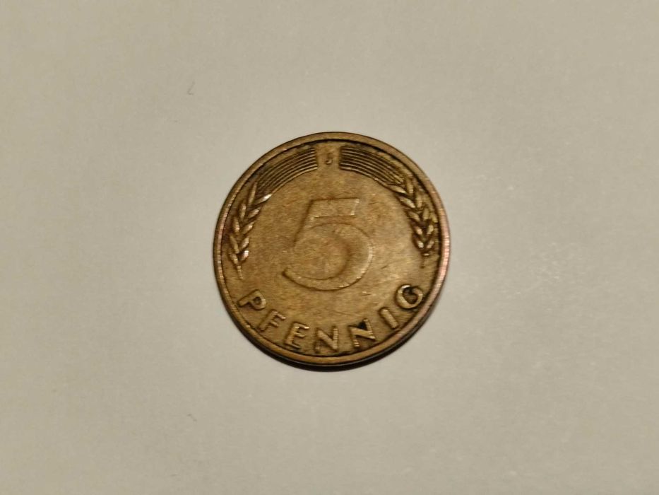 Moeda antiga alemã 5 pfennig de 1949