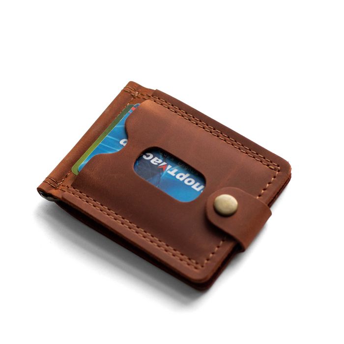 Затискач для грошей із натуральної шкіри Klod коньячний