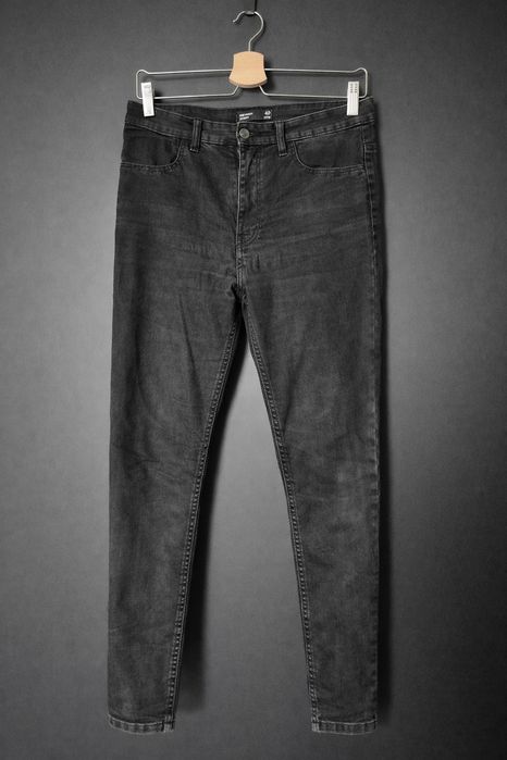 Spodnie jeansy mid średni stan 40 L Sinsay czarne wytarte z kieszeniam