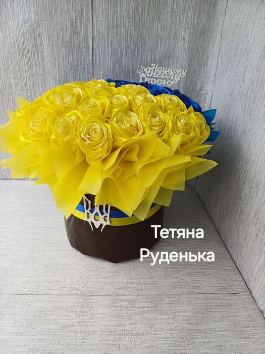 Букет з атласної стрічки Букет для Героя Композиція Зимова для воїна