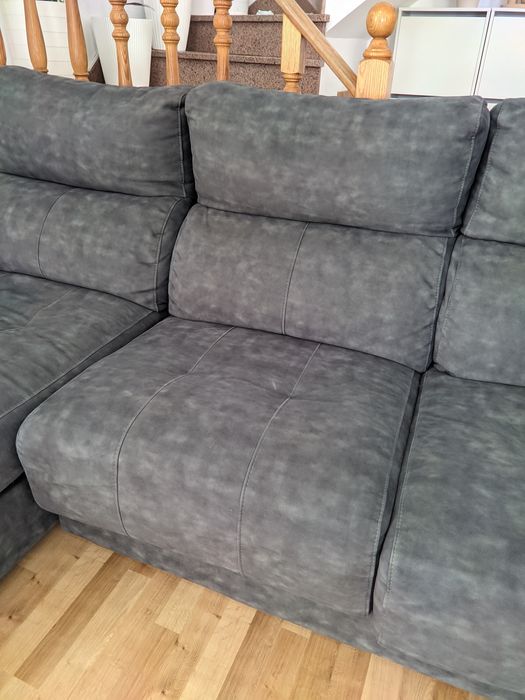 Sofá Cinza Chaise Longue 3Pax