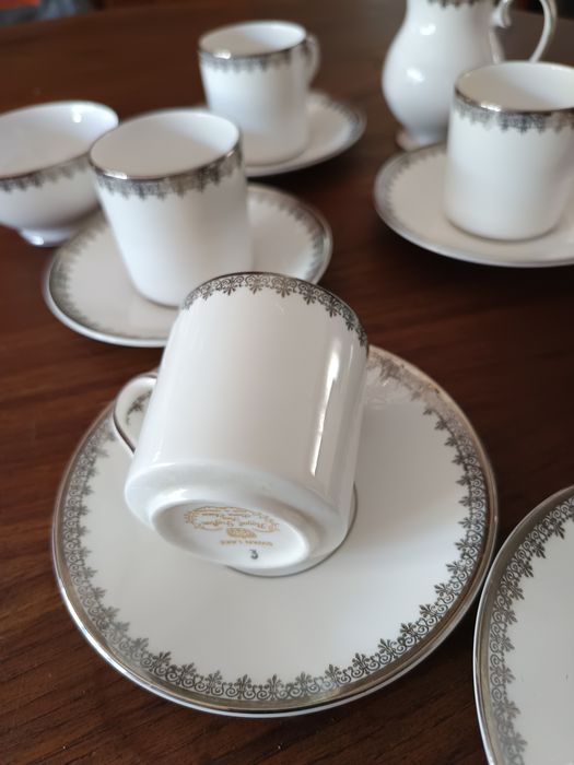 Royal Grafton Swan Lake Conjunto café branco e prata