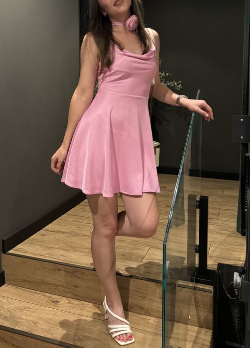 Сукня сатинова рожева