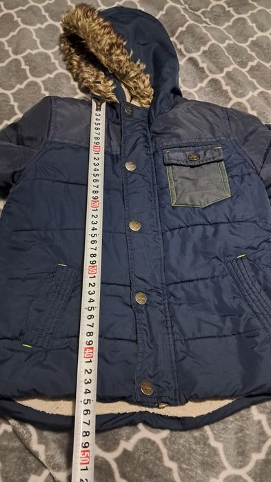 Kurtka zimowa granatowa z kapturem ocieplana Next r ok 110