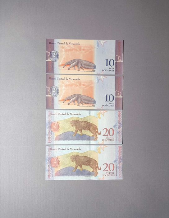 Banknoty świata - Wenezuela boliwary 2, 5, 10, 20 x2, zagraniczne, UNC